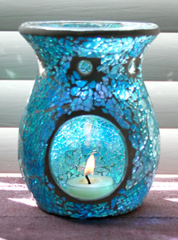 Colorful Blue Sea Mosaic Glass Candle Aromatherapy Diffuser