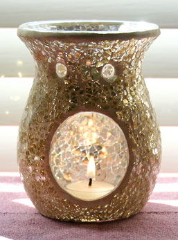 Festive Gold Crackle Mosaic Glass Essential Oil Diffuser