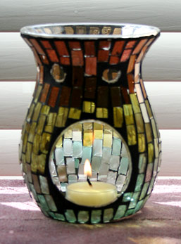 Elegant Golden Horizon Mosaic Glass Aromatherapy Diffuser