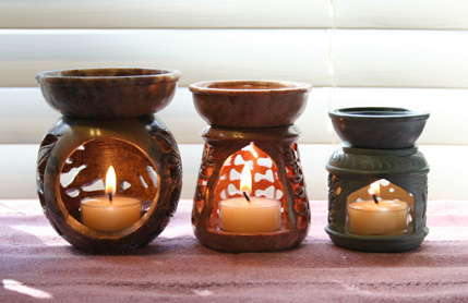Our lovely, hand-carved, soapstone essential oil burners