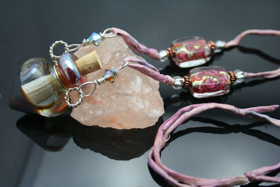 Close up of this elegant aromatherapy necklace