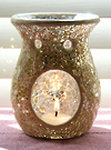 Photo of our Gold Crackle aromatherapy diffuser - also called an aroma lamp